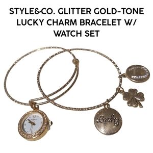 Style & Co. Gold-Tone Bracelet and Watch Set